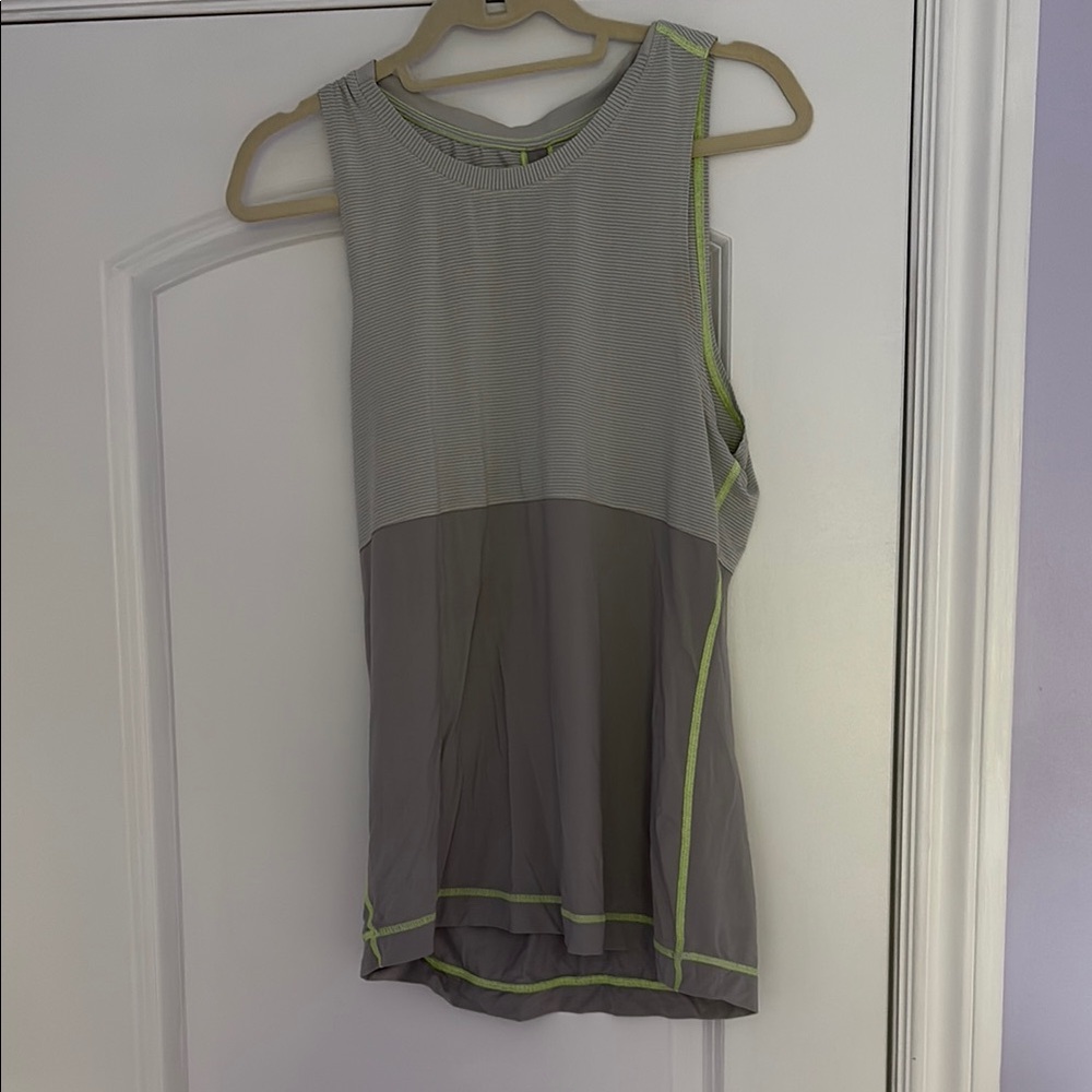 Gray and Green Sleeveless Top
